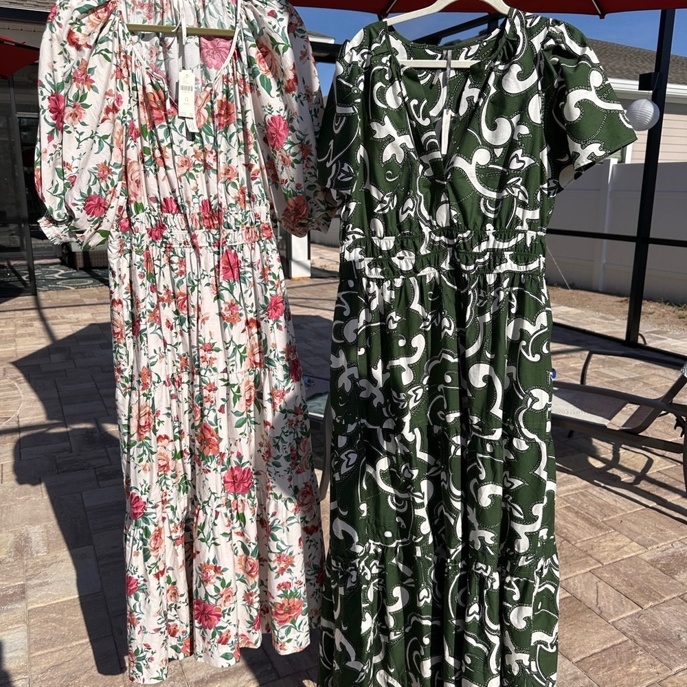 NWT Anthropologie Pink and Green Sommerset Maxi Dresses